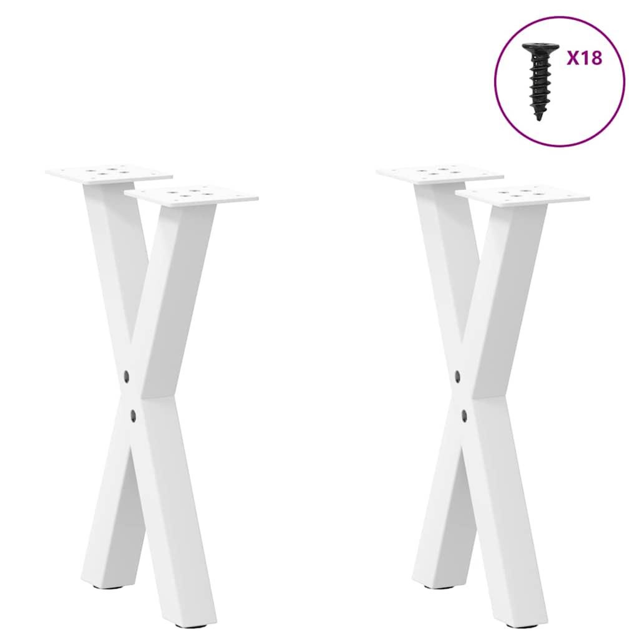Voir la diapositive 3 : VIDAXL Pieds de table basse forme de X 2 pcs blanc 38x(42-43) cm acier