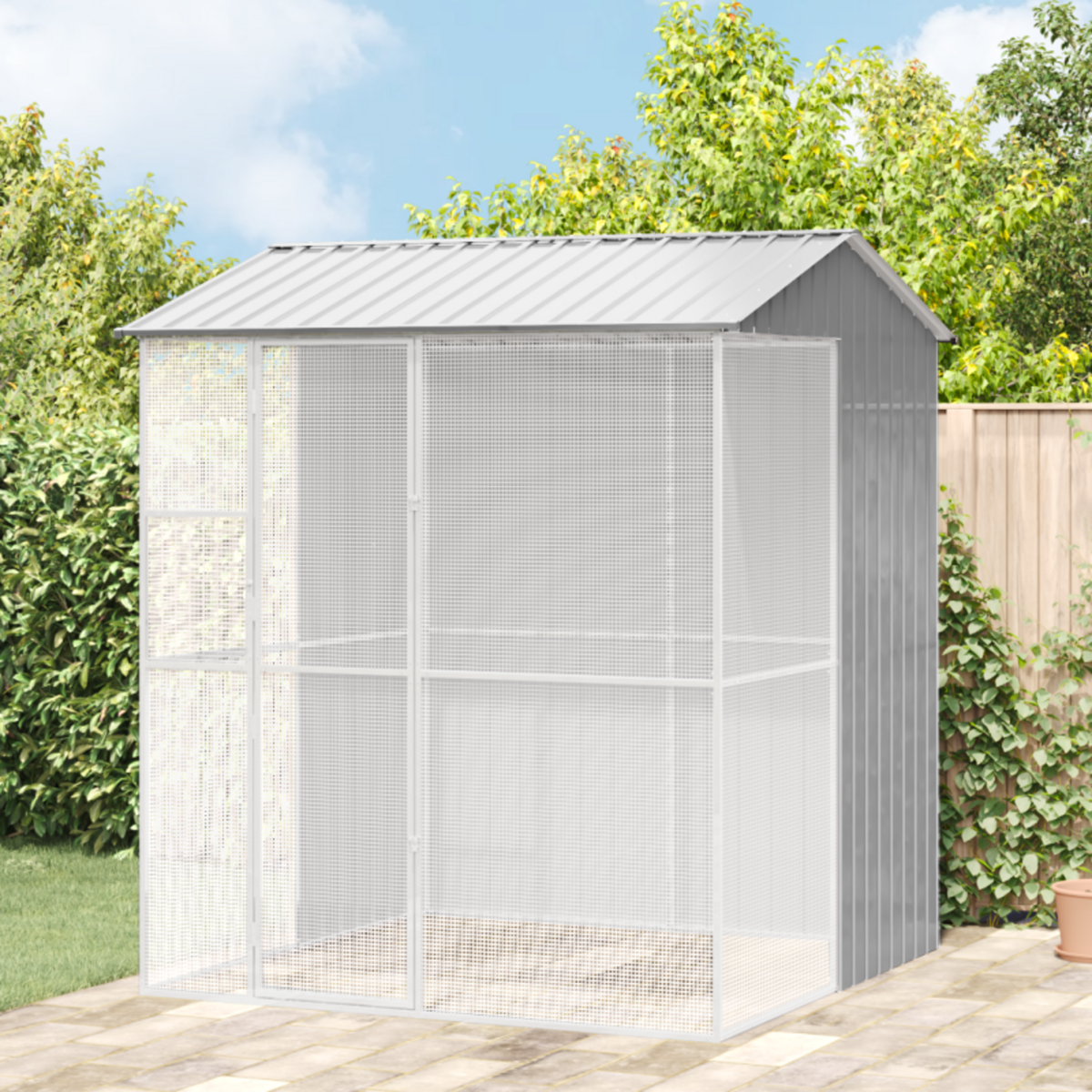 VIDAXL Volière pour oiseaux Grise 215x210x247 cm Acier