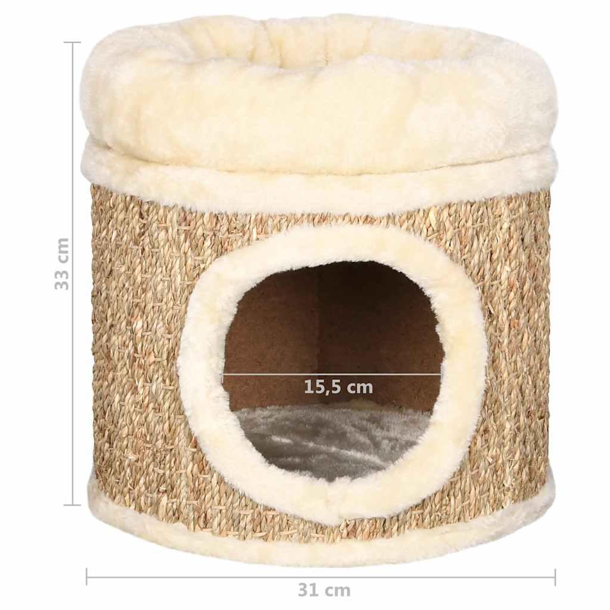 Voir la diapositive 6 : VIDAXL Maison pour chat avec coussin de luxe 33 cm herbiers marins
