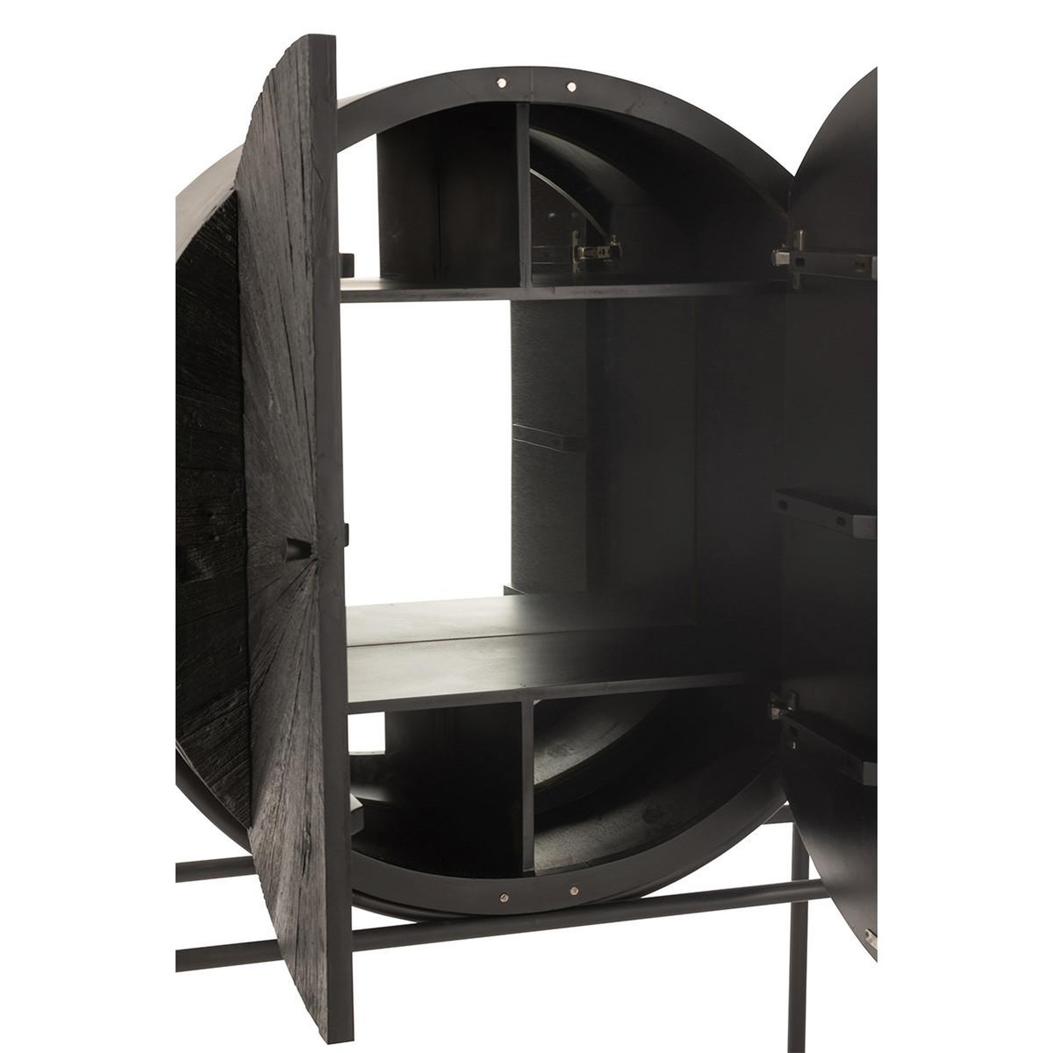 Voir la diapositive 6 : J-LINE Armoire Bar en Bois  Shanil  160cm Noir