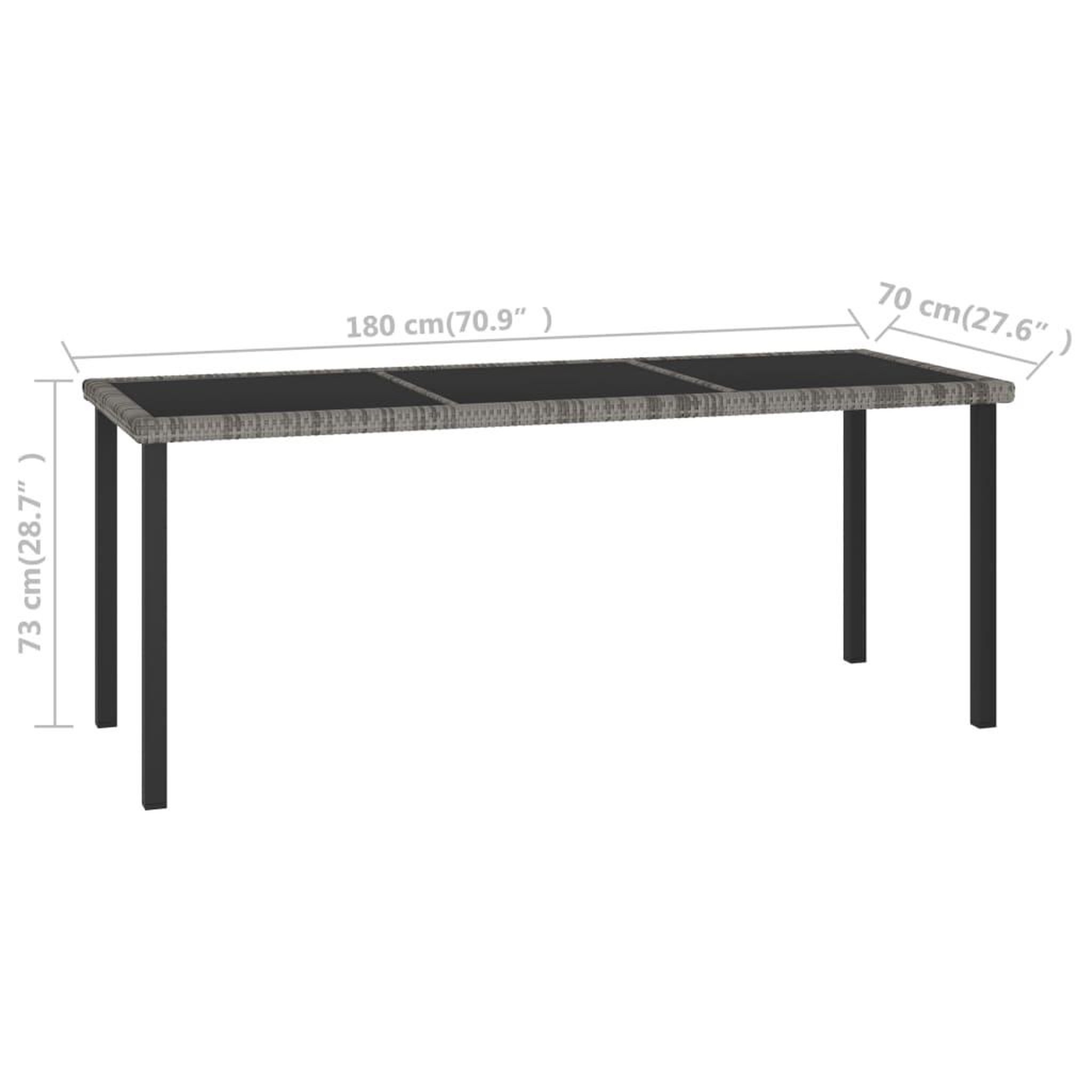 Voir la diapositive 5 : VIDAXL Table a dîner de jardin Gris 180x70x73 cm Resine tressee