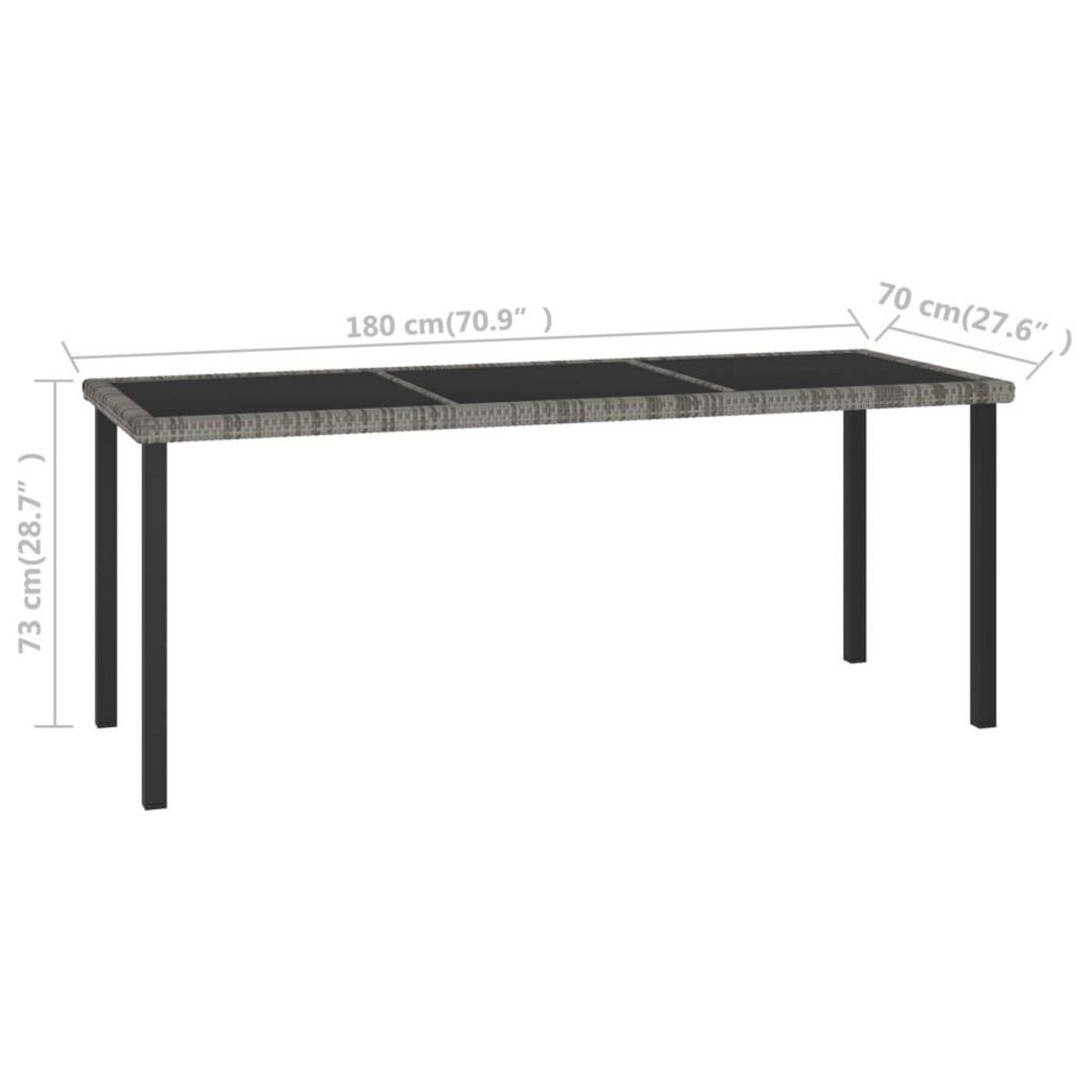 VIDAXL Table a dîner de jardin Gris 180x70x73 cm Resine tressee