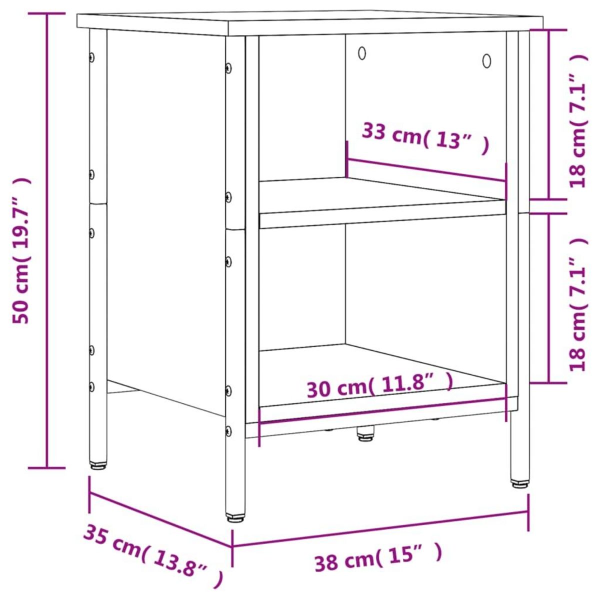 VIDAXL Armoire a chaussures chene fume 38x35x50 cm bois d'ingenierie