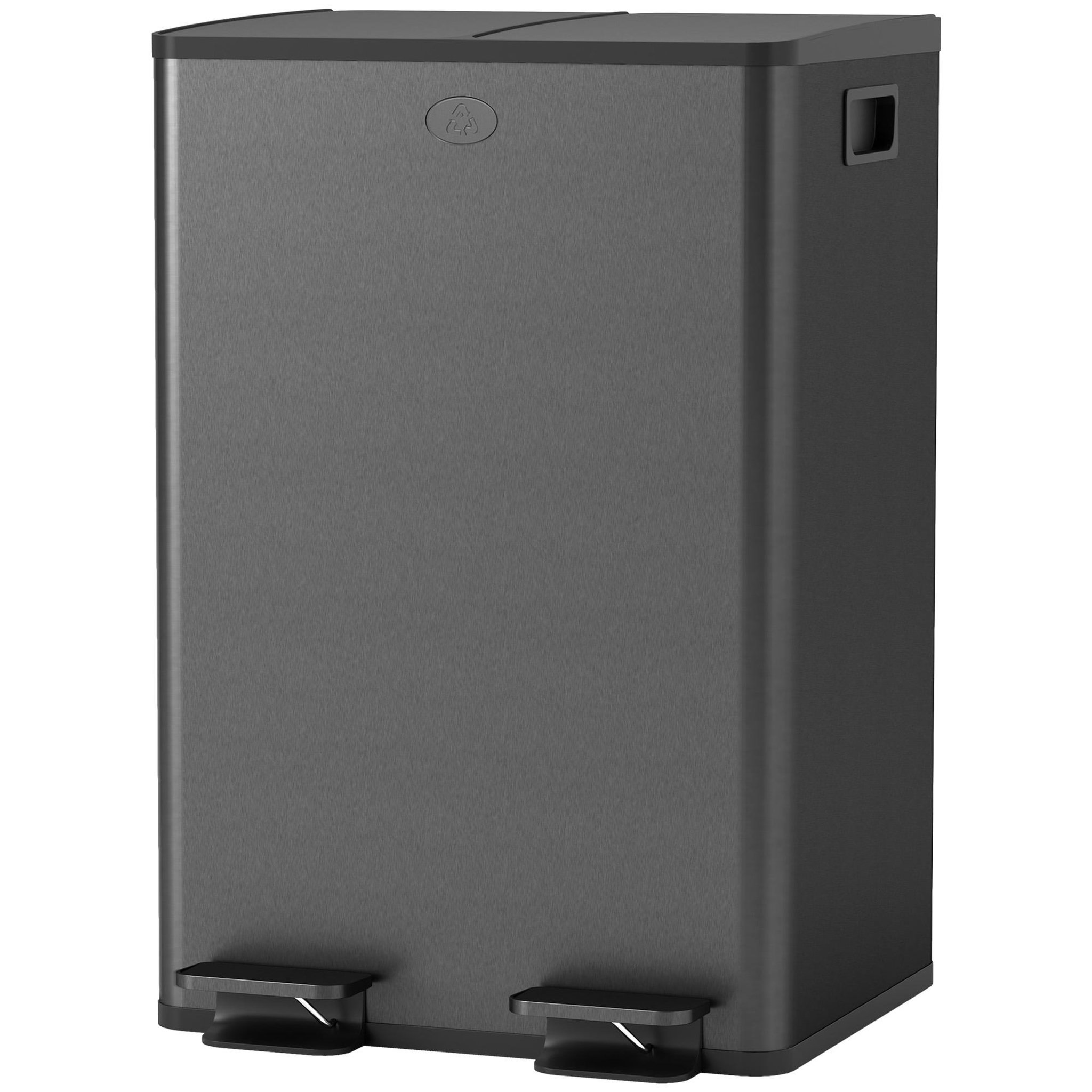 Voir la diapositive 5 : HOMCOM Poubelle de cuisine tri selectif 2 x 28l - poubelle à pédales - acier inox