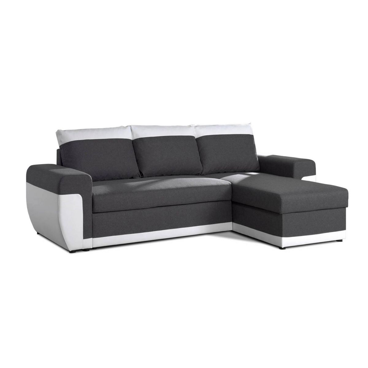 BEST MOBILIER Milan - canapé d'angle réversible - 4 places - convertible avec coffre - en simili et tissu