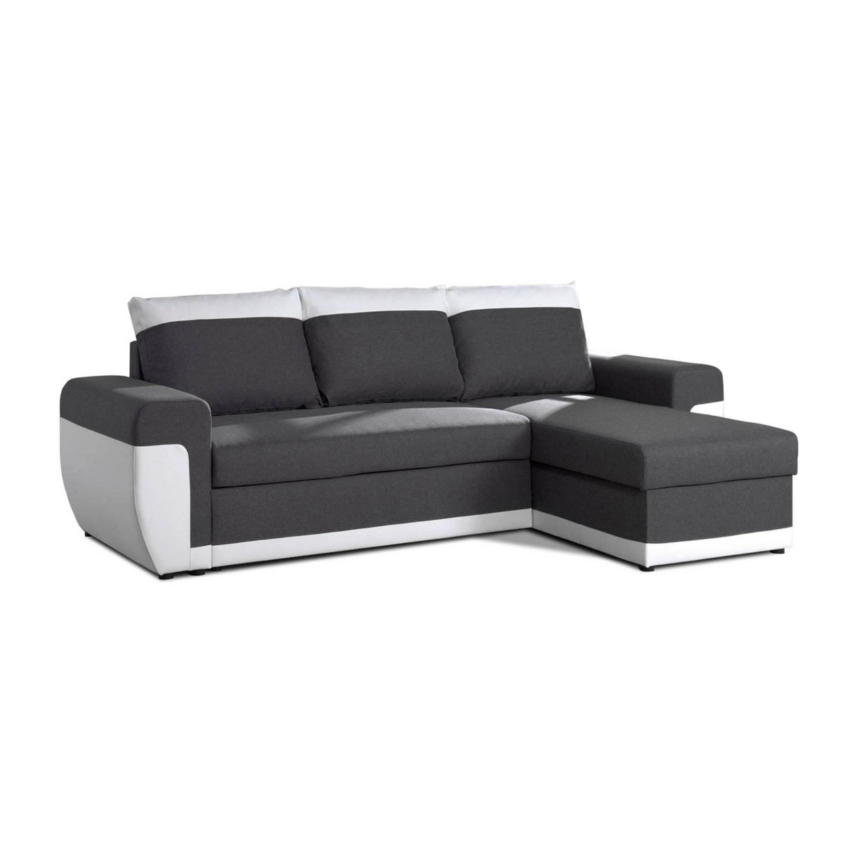 BEST MOBILIER Milan - canapé d'angle réversible - 4 places - convertible avec coffre - en simili et tissu