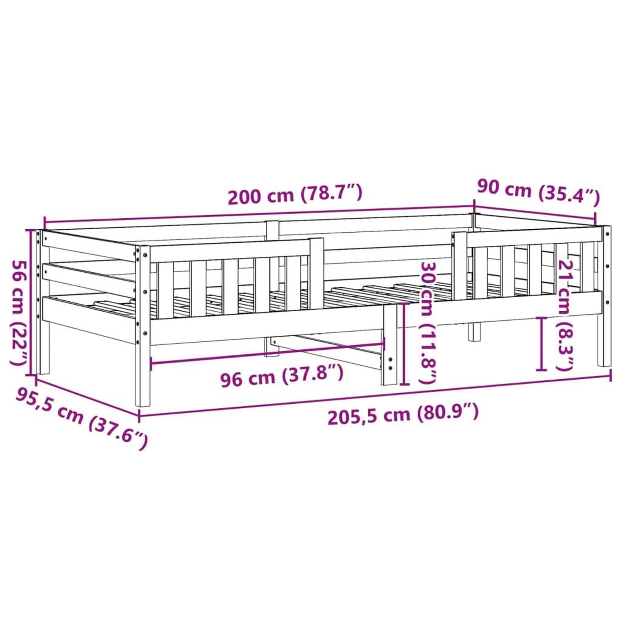 Voir la diapositive 6 : VIDAXL Cadre de lit sans matelas 90x200 cm bois de pin massif