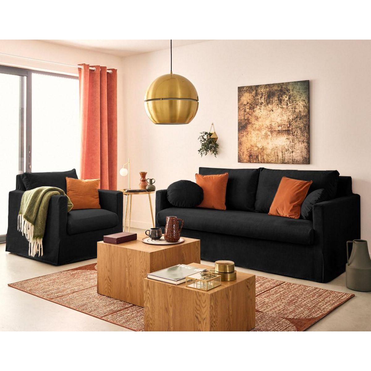 LISA DESIGN Serena - fauteuil déhoussable en velours