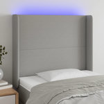 VIDAXL Tete de lit a LED Gris clair 103x16x118/128 cm Tissu
