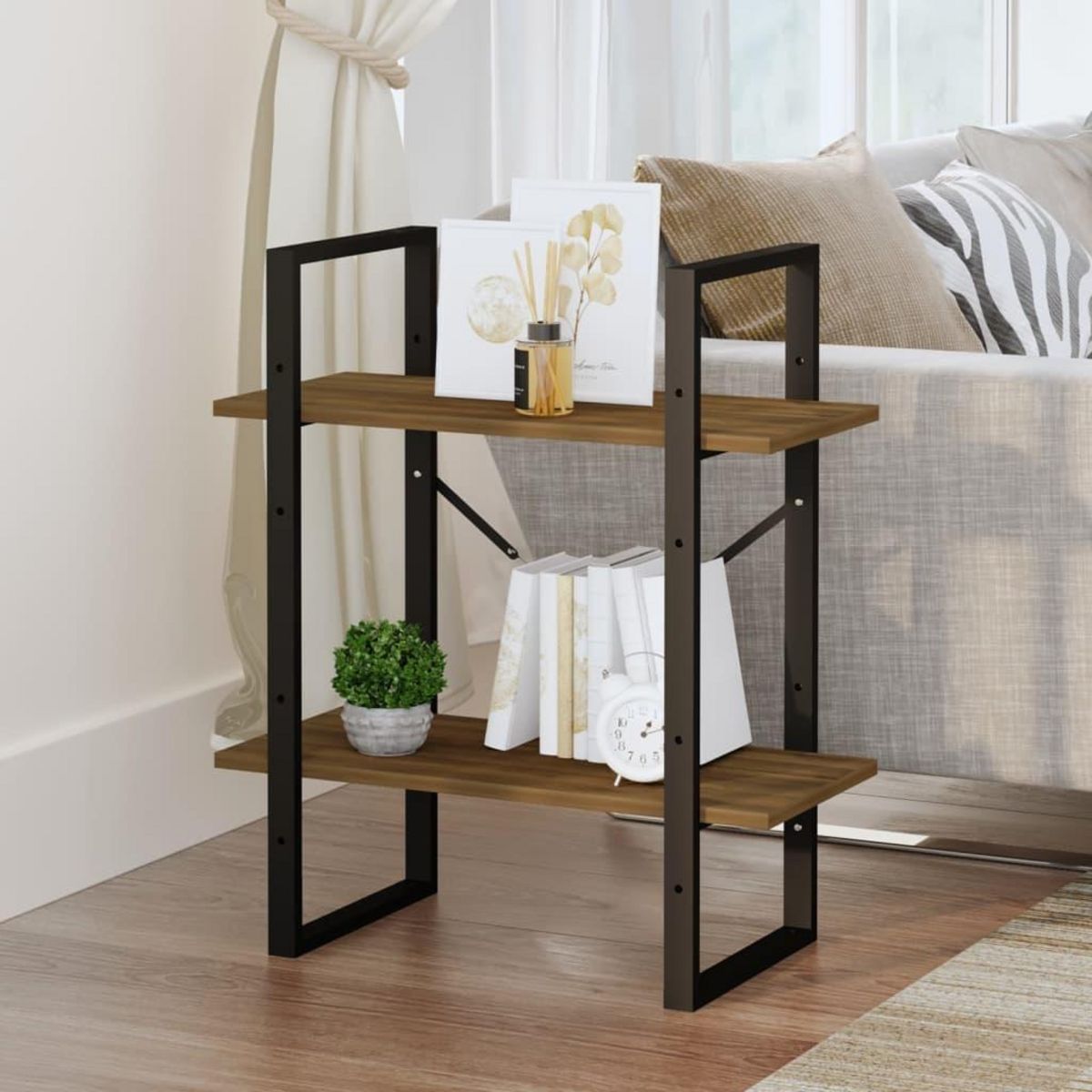 VIDAXL Bibliotheque 2 niveaux Chene brun 60x30x70 cm Bois d'ingenierie