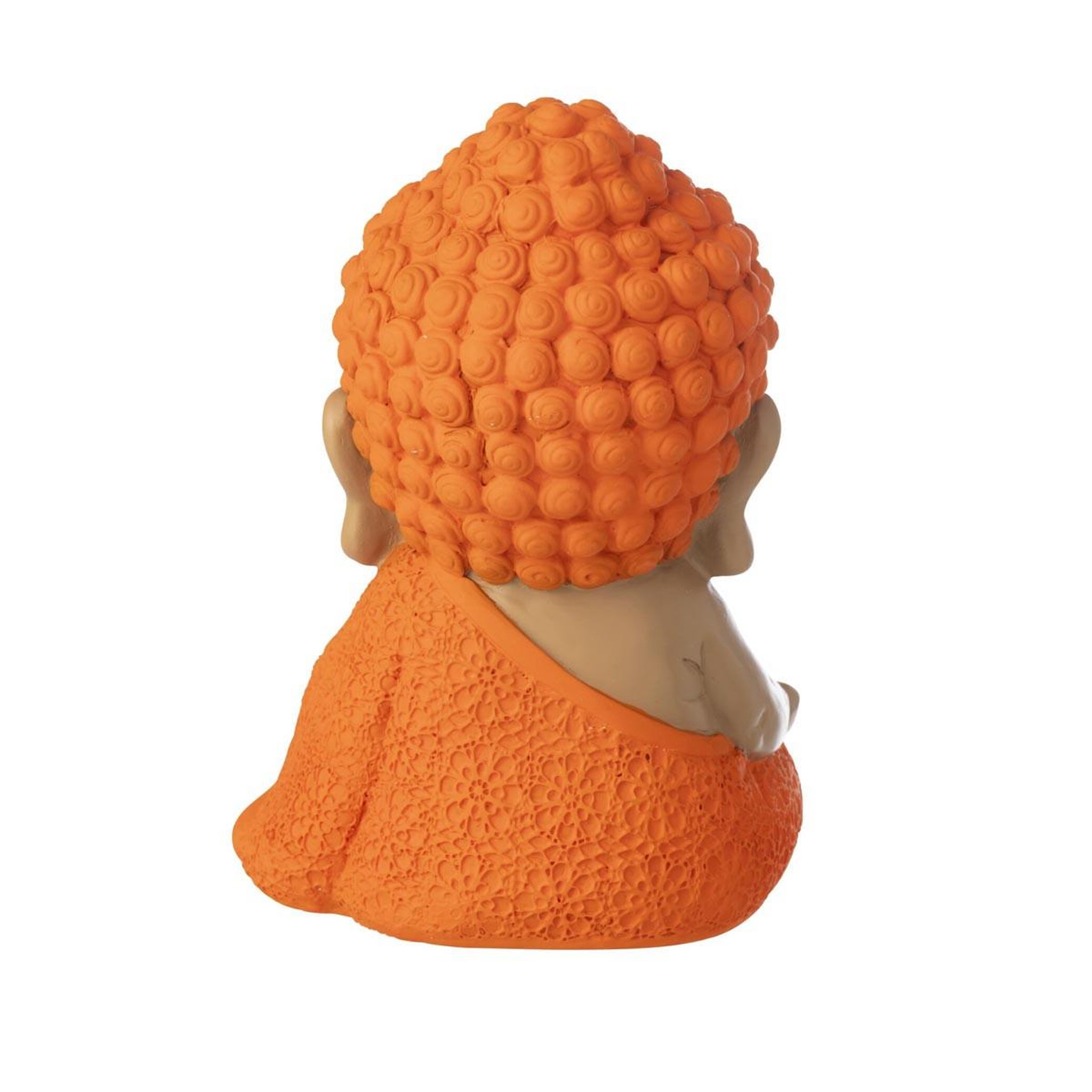 Voir la diapositive 3 : J-LINE Statuette déco moine zen  boudhi  20cm orange