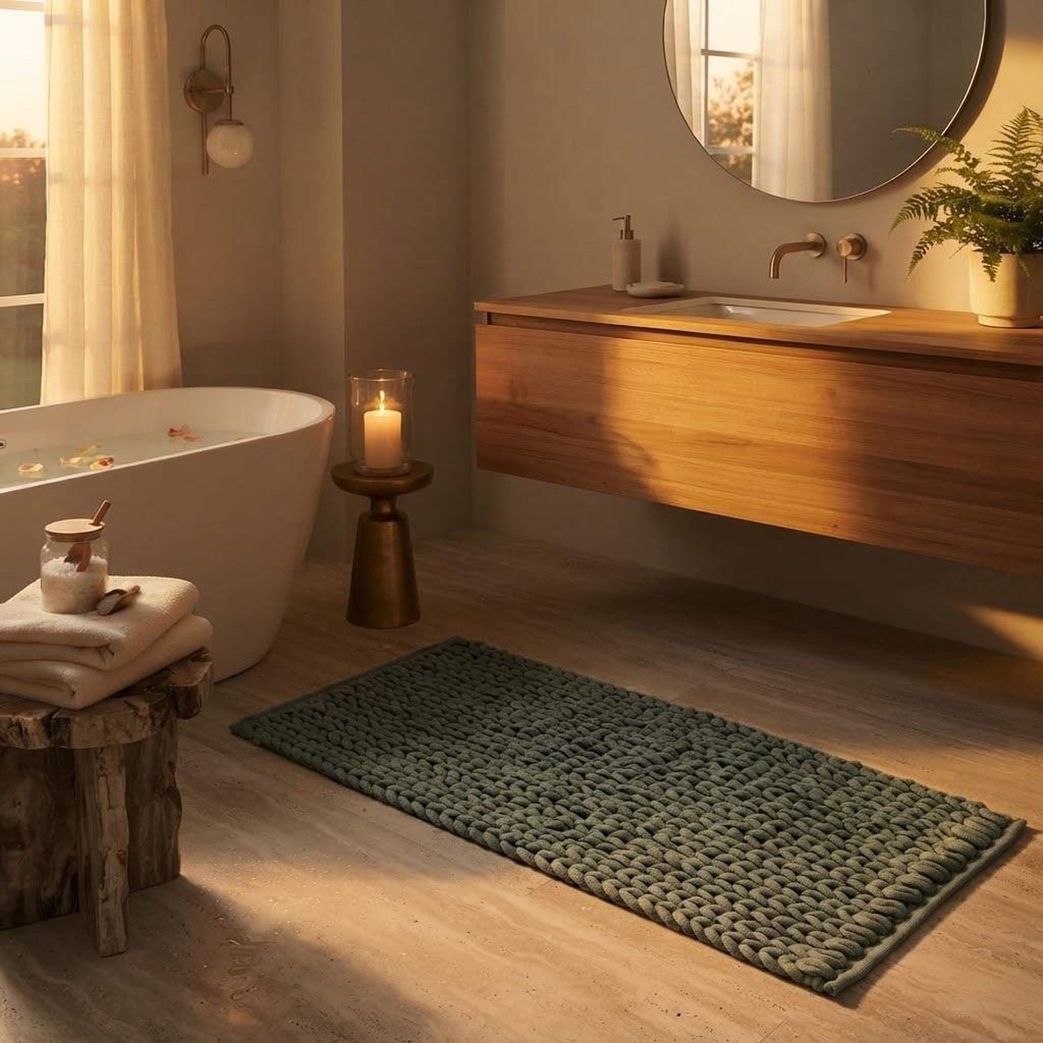 Voir la diapositive 6 : Eden Tapis de bain épais tressé design et moderne