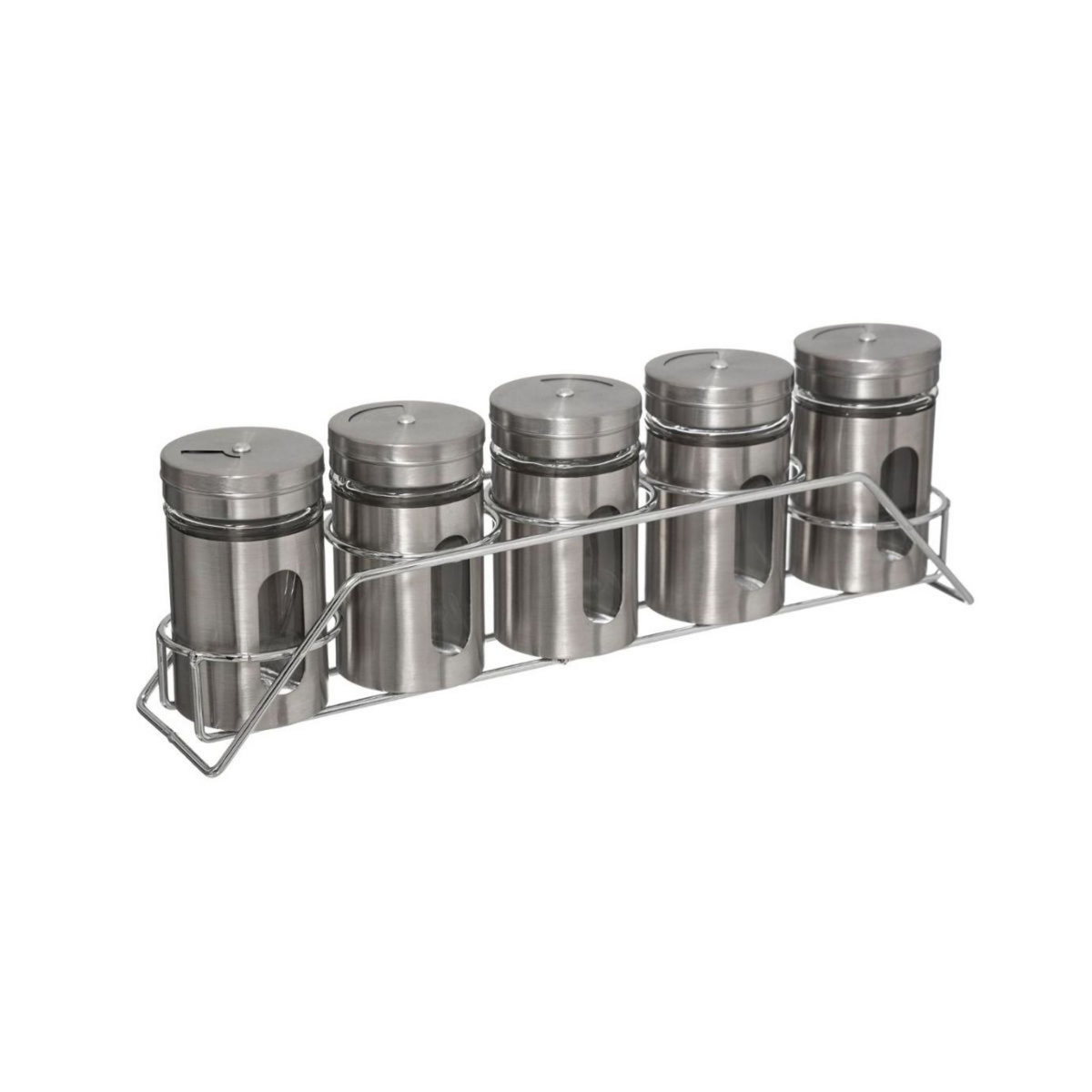 Rack avec 5 pots à épices en inox