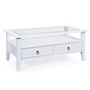Voir la diapositive 2 : Table basse rectangulaire en bois massif 2 tiroirs plateau verre L115cm CASSIS