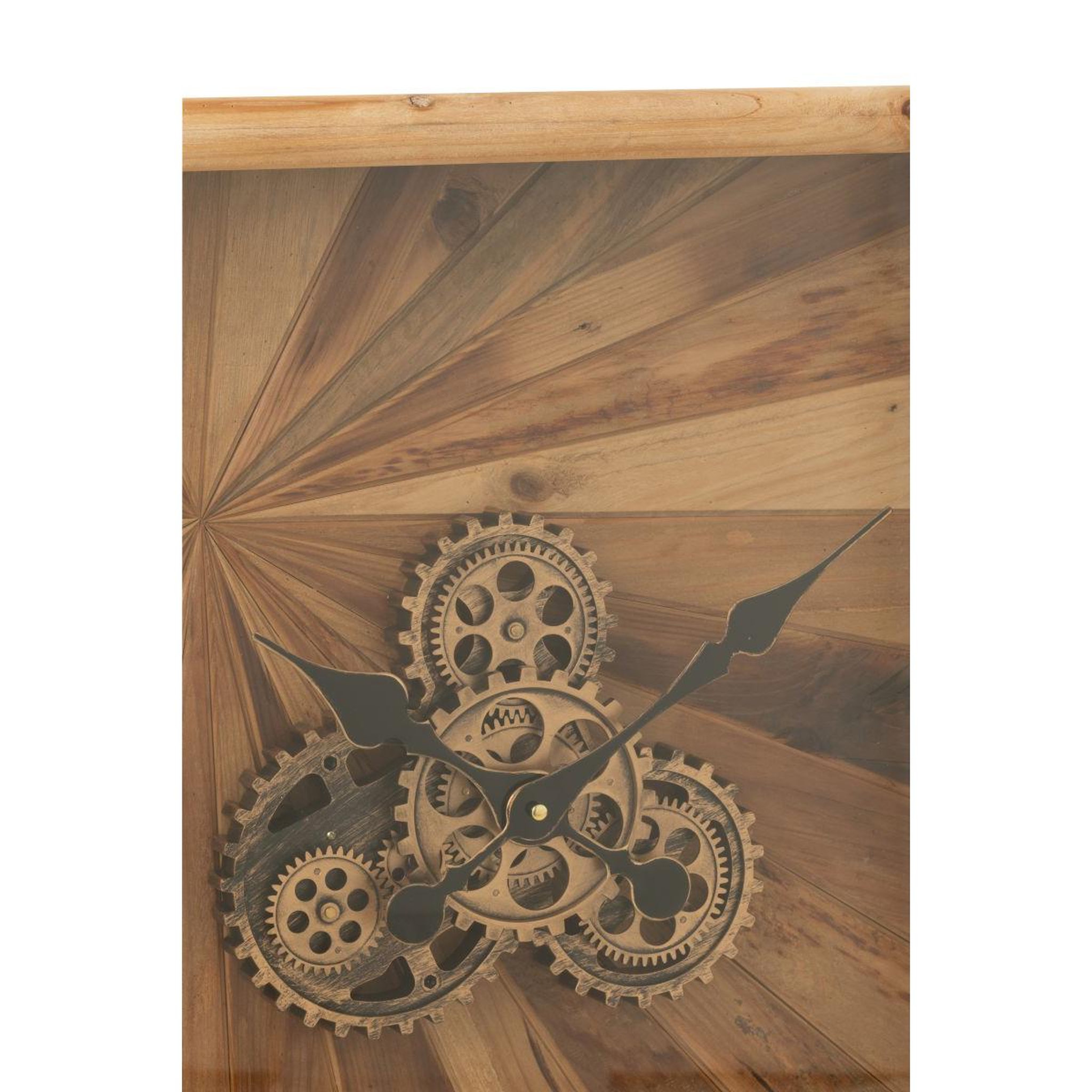 Voir la diapositive 3 : J-LINE Horloge murale engrenage  chalet  60cm naturel
