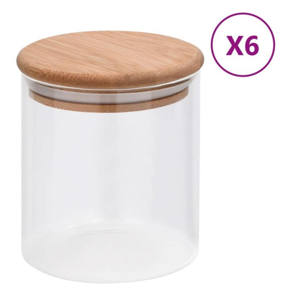 VIDAXL Pots de conservation en verre couvercle en bambou 6 pcs 600 ml