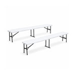 KZ GARDEN Lot de 2 Bancs de Jardin Pliables Blancs 180 x 28 x 43.5H cm Banc Exterieur Interieur Camping Réception KZ GARDEN