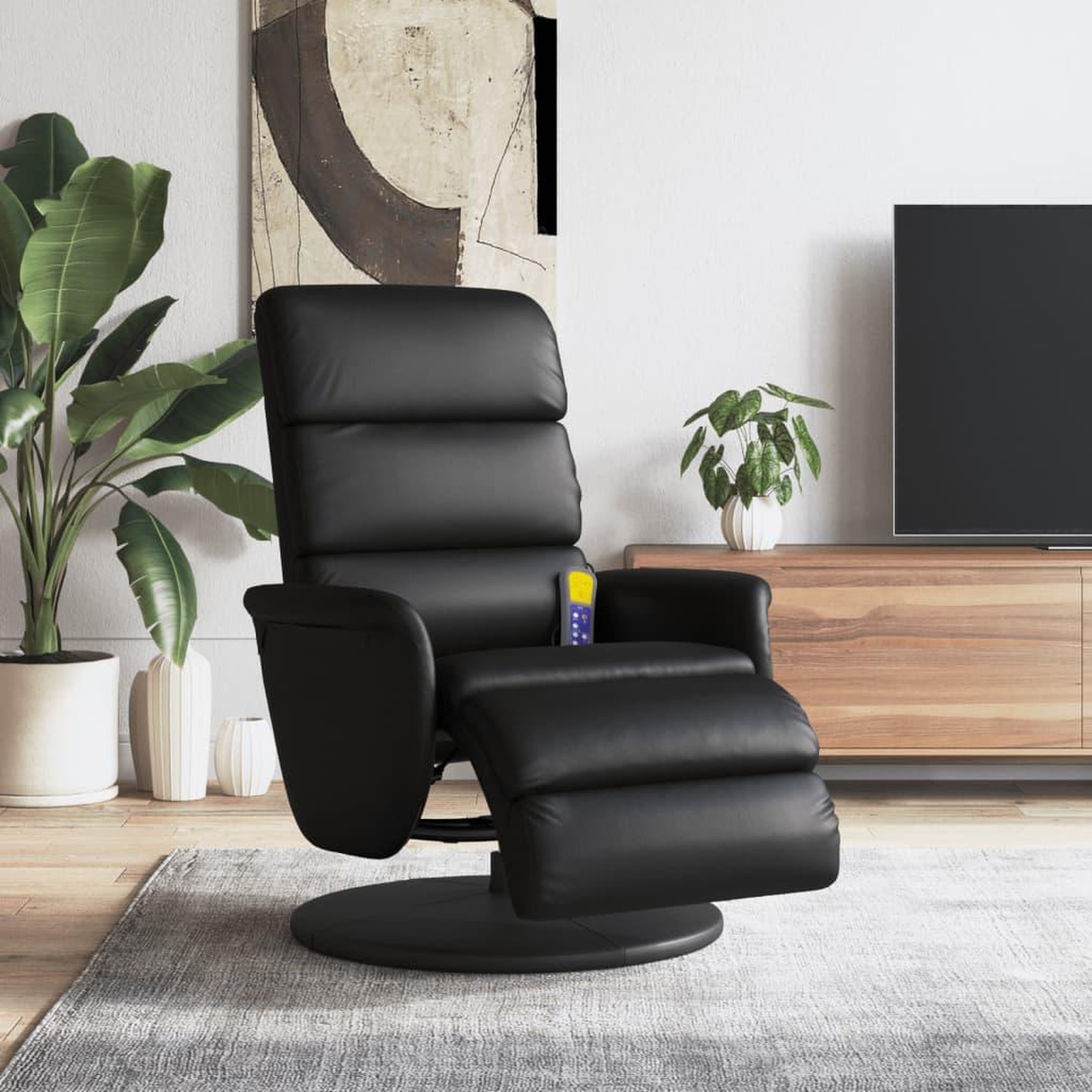 VIDAXL Fauteuil inclinable de massage repose-pieds noir similicuir