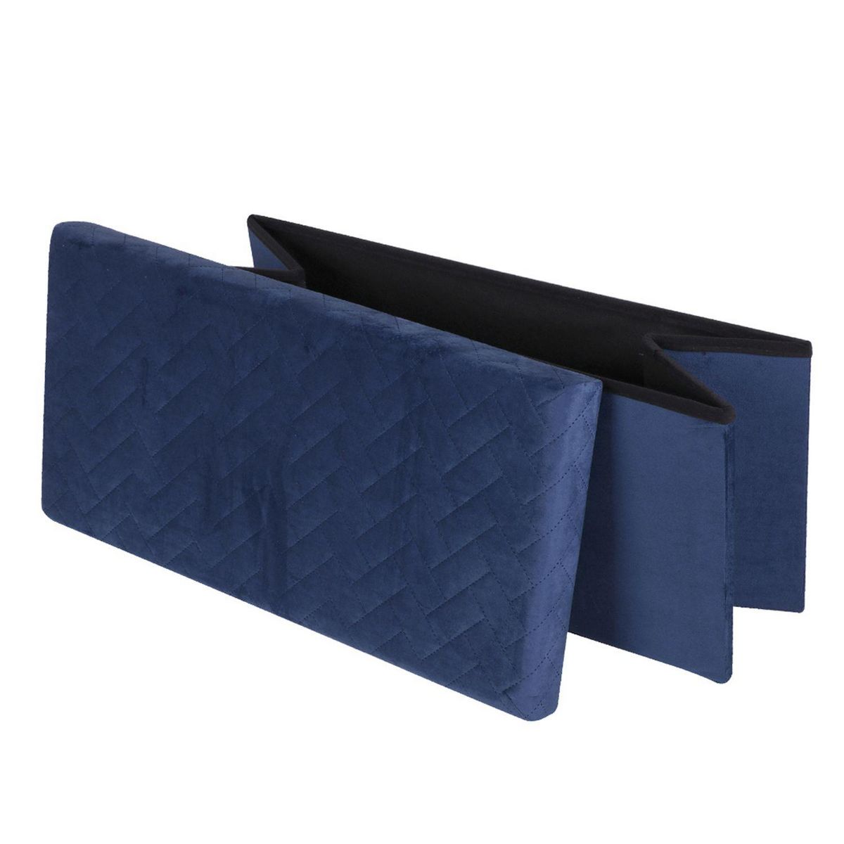 TOILINUX Banc de rangement pliable Kube en velours - Bleu