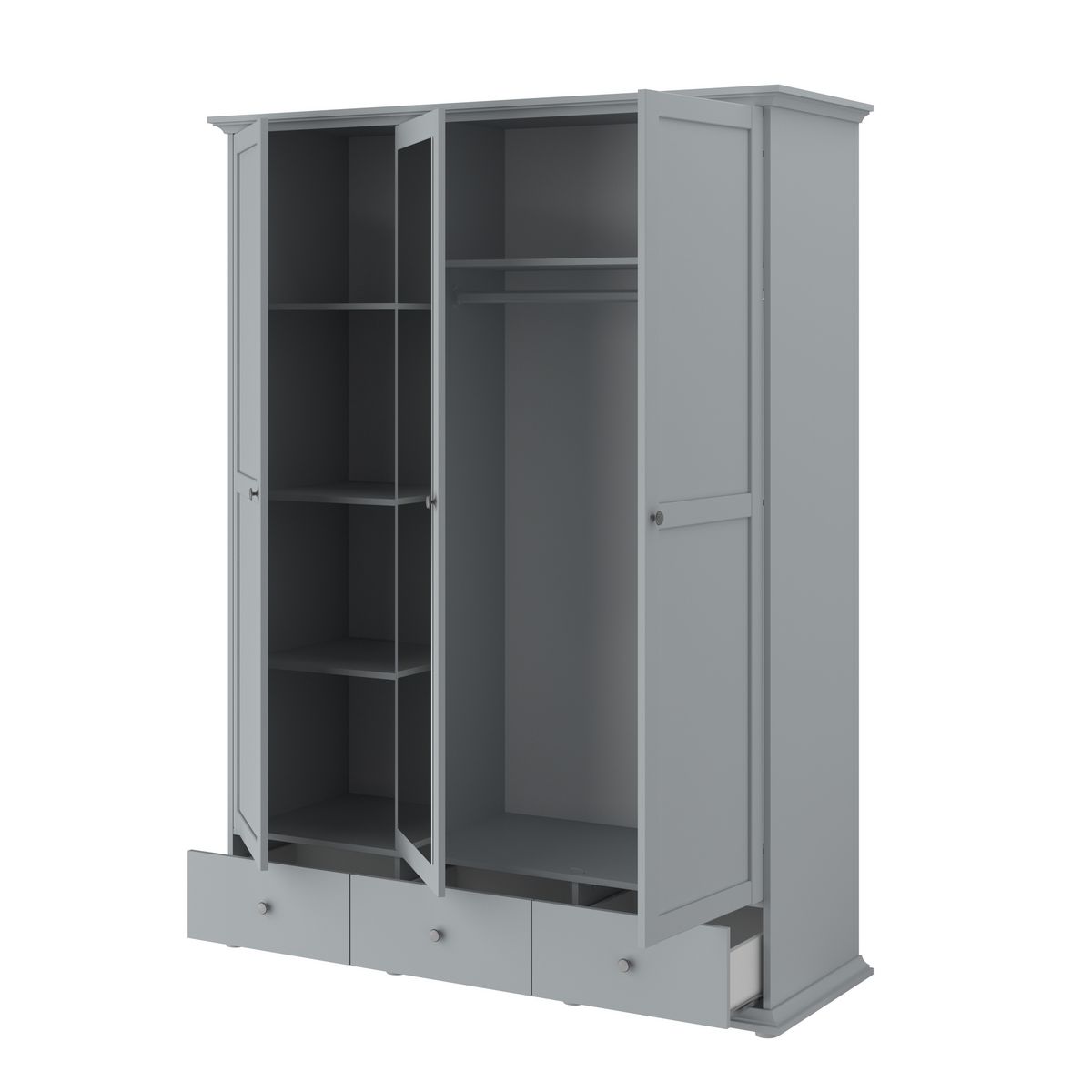 Armoire 3 portes 2 tiroirs L152cm NESRINE