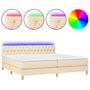 Voir la diapositive 2 : VIDAXL Sommier a lattes de lit et matelas et LED Creme 200x200cm Tissu