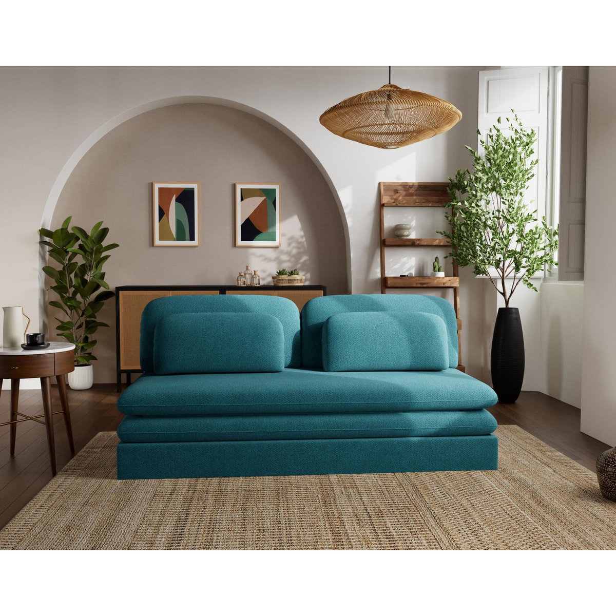 LISA DESIGN Ysal - canapé 3 places convertible déplimousse en velours texturé