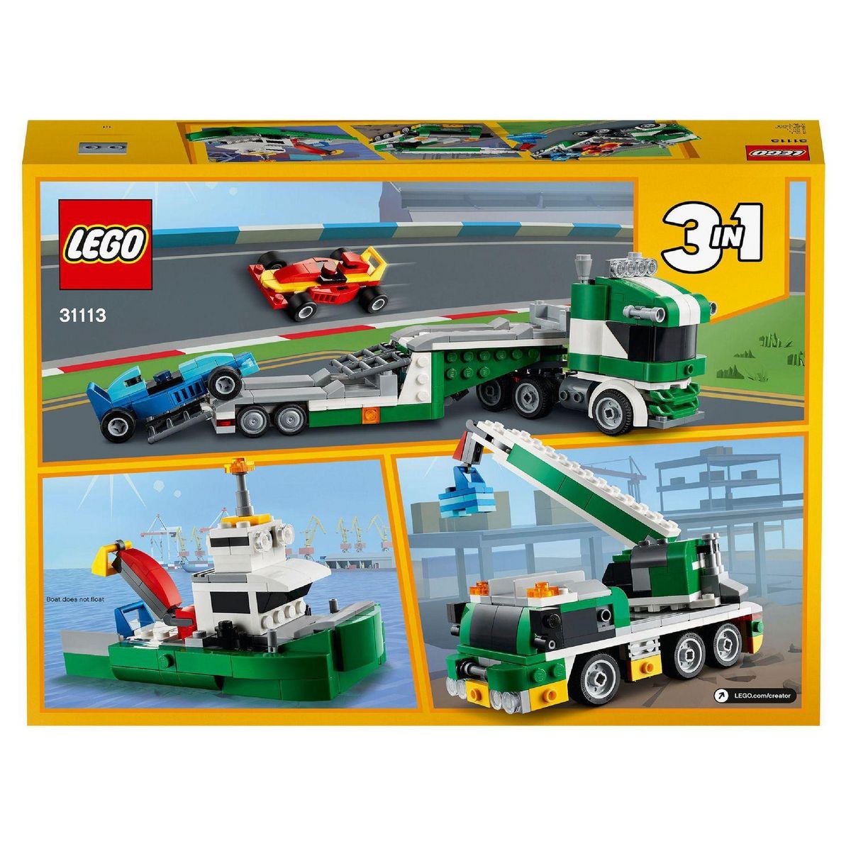 LEGO Creator 31113 - Le transporteur de voitures de course