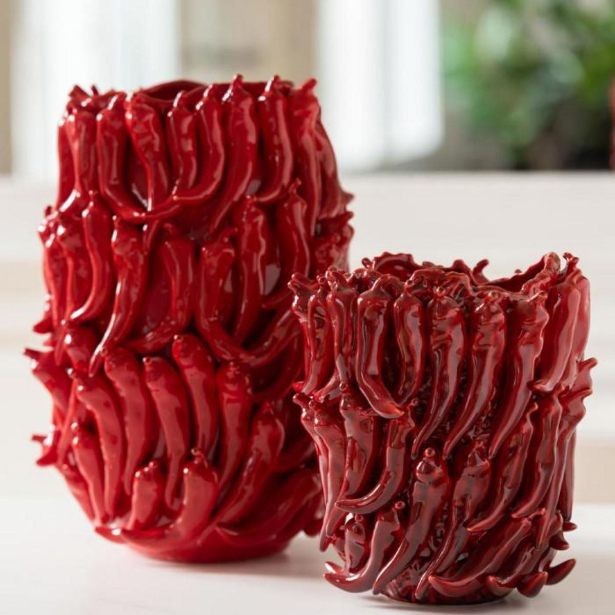 Paris Prix Vase Déco en Argile  Piments  45cm Rouge