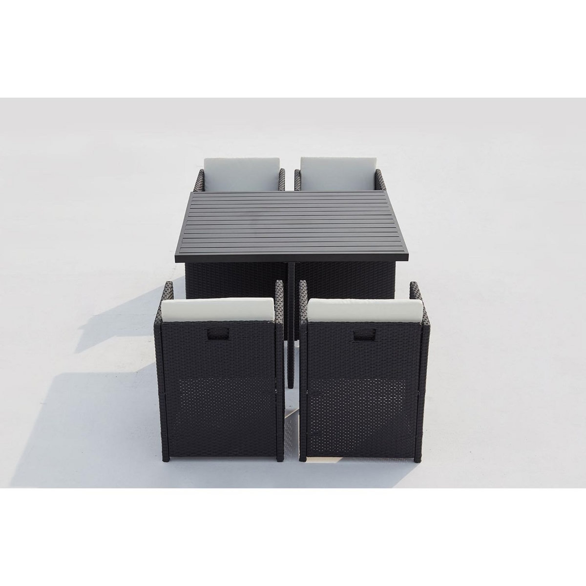 CONCEPT USINE Table et chaise 4 places encastrables alu résine noir-blanc SUNSET