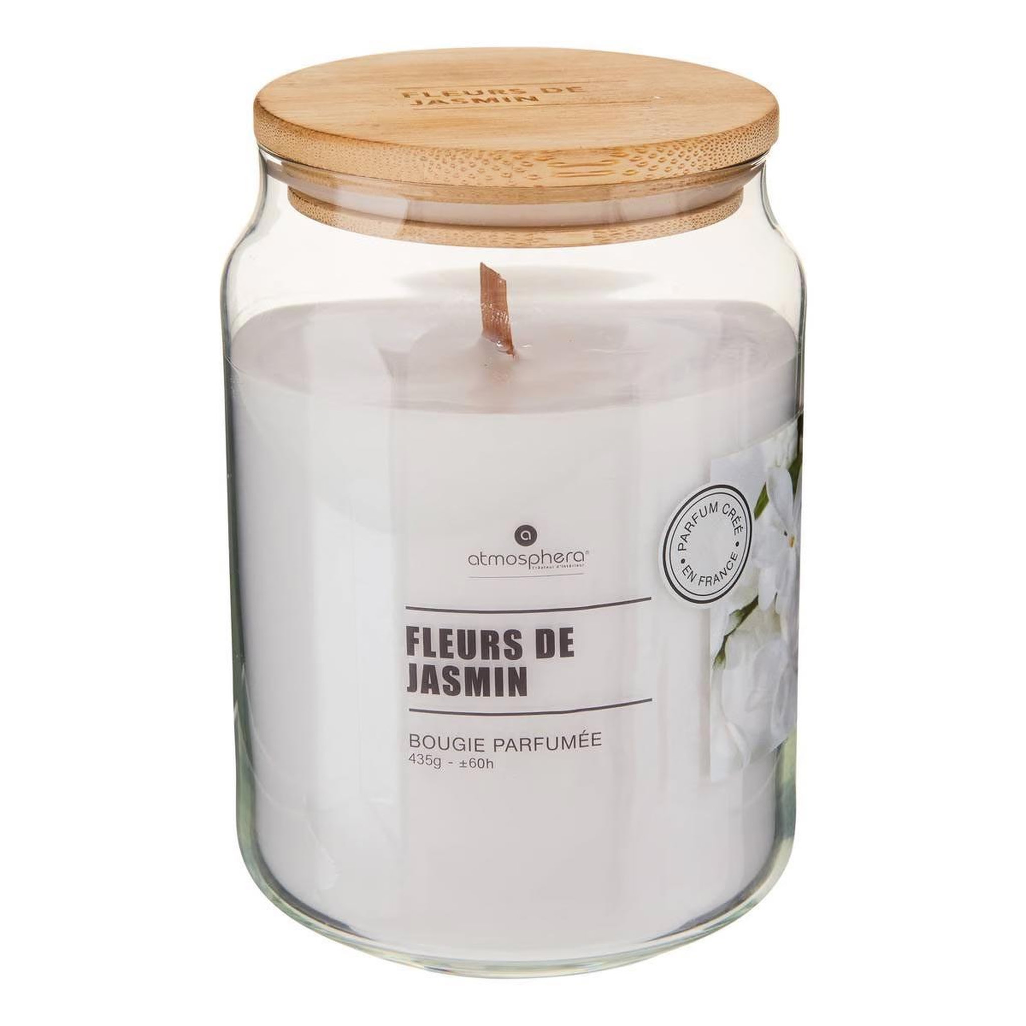 ATMOSPHERA Bougie parfumée en verre  vicky  435g fleurs de jasmin