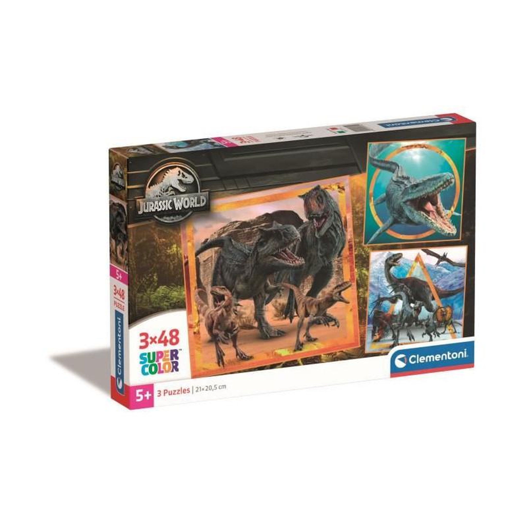 CLEMENTONI Set de 3 puzzles enfant 3x48 pièces – Jurassic World – Clementoni