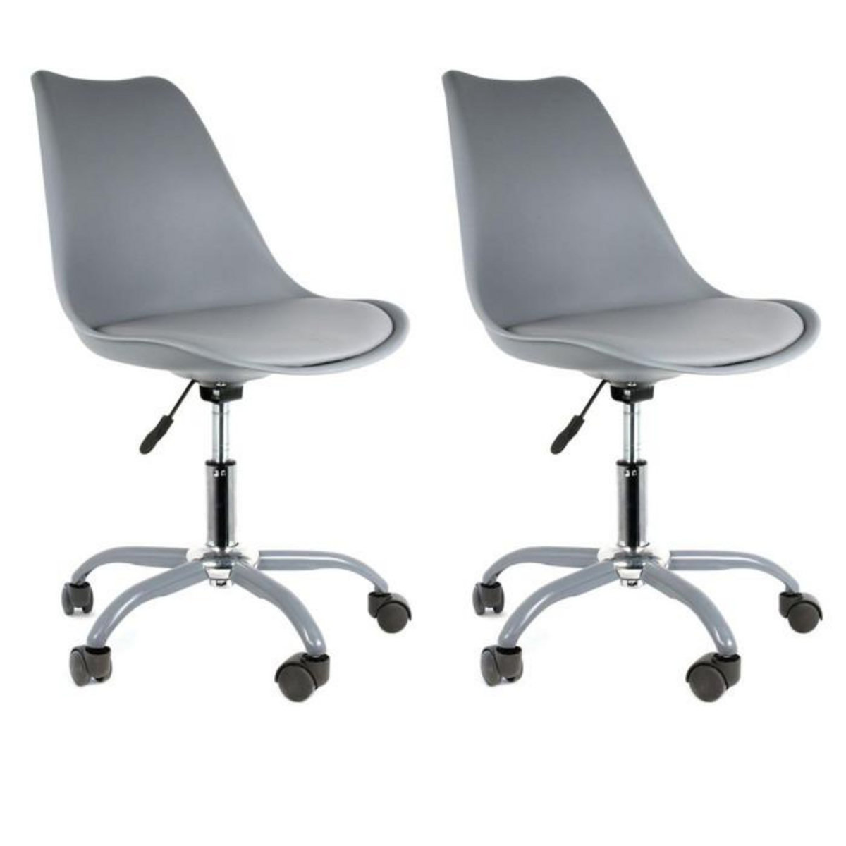 Paris Prix Lot de 2 Chaises à Roulettes  Kiruna  92cm Gris