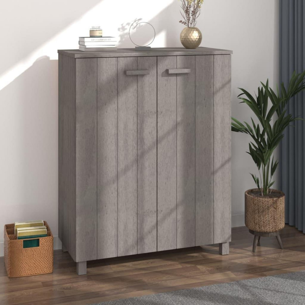 VIDAXL Armoire a chaussures HAMAR Gris clair 85x40x108 cm Pin massif