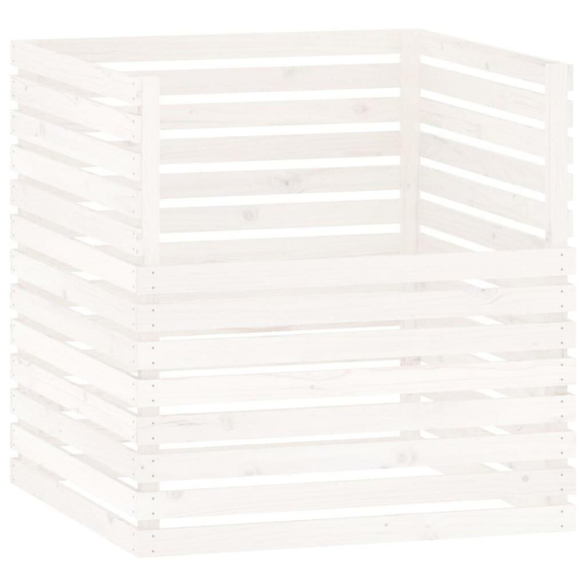 VIDAXL Composteur Blanc 100x100x102 cm Bois massif de pin