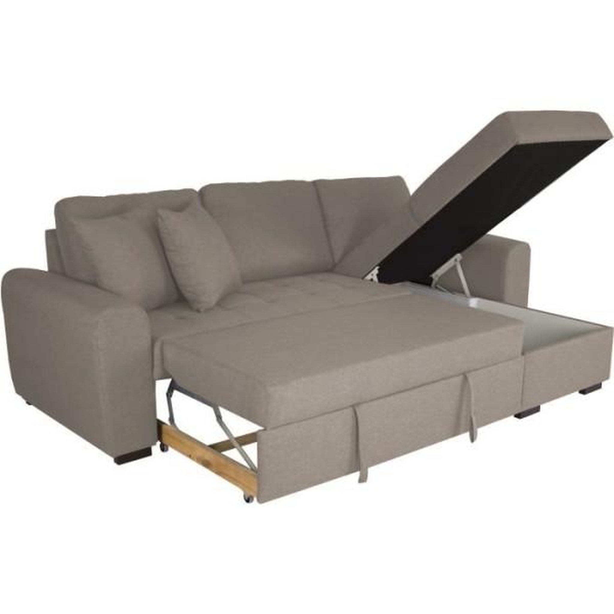 Voir la diapositive 3 : MARKET24 Canapé d'angle convertible réversible 4 places - Tissu beige - L 244 x P 151 x H 90 - HAMILTON - Fabriqué en Ukraine