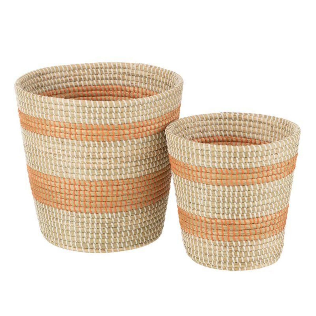 Paris Prix Lot de 3 Paniers de Rangement en Jonc  Colby  56cm Orange