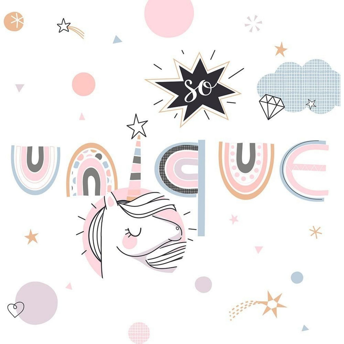 ATMOSPHERA Housse de couette enfant 140x200 Licorne + taie 100% coton 57 fils