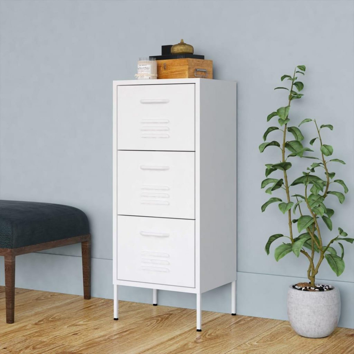 VIDAXL Armoire de rangement Blanc 42,5x35x101,5 cm Acier