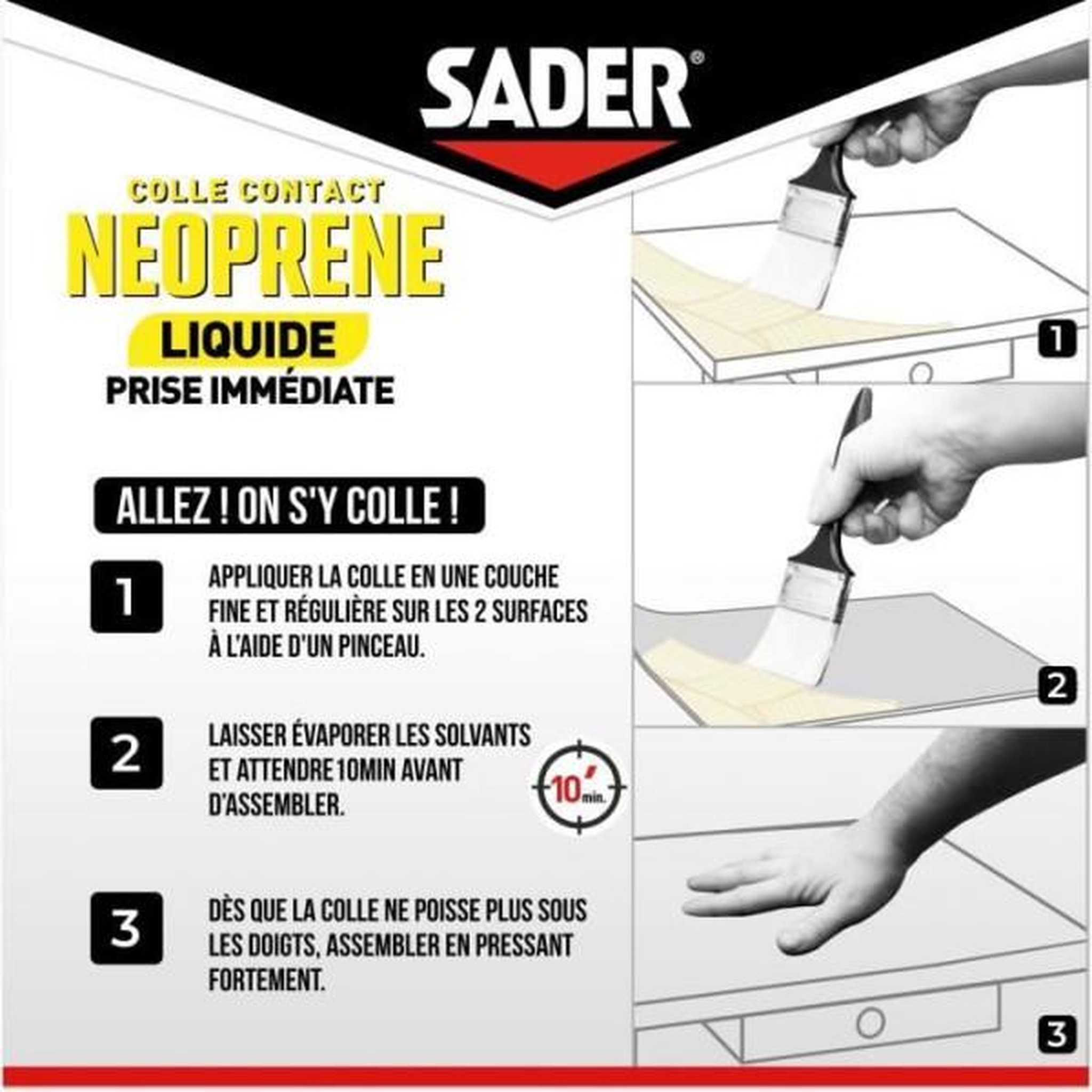 Voir la diapositive 4 : Sader Colle contact néoprene liquide extra forte - SADER - Tous matériaux - Prise immédiate - Boîte 750 ml