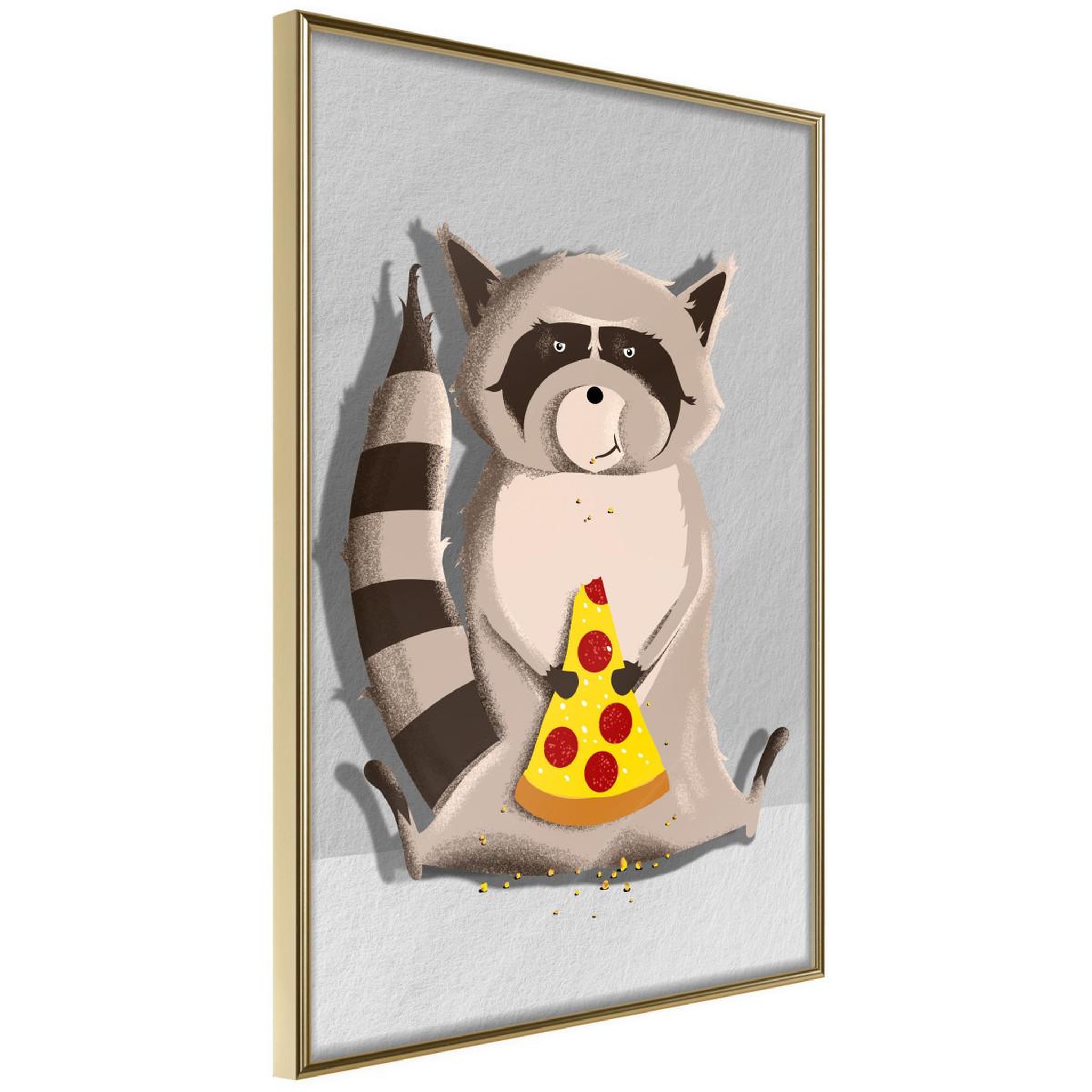Voir la diapositive 1 : Paris Prix Affiche Murale Encadrée  Racoon Eating Pizza