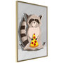 Voir la diapositive 1 : Paris Prix Affiche Murale Encadrée  Racoon Eating Pizza