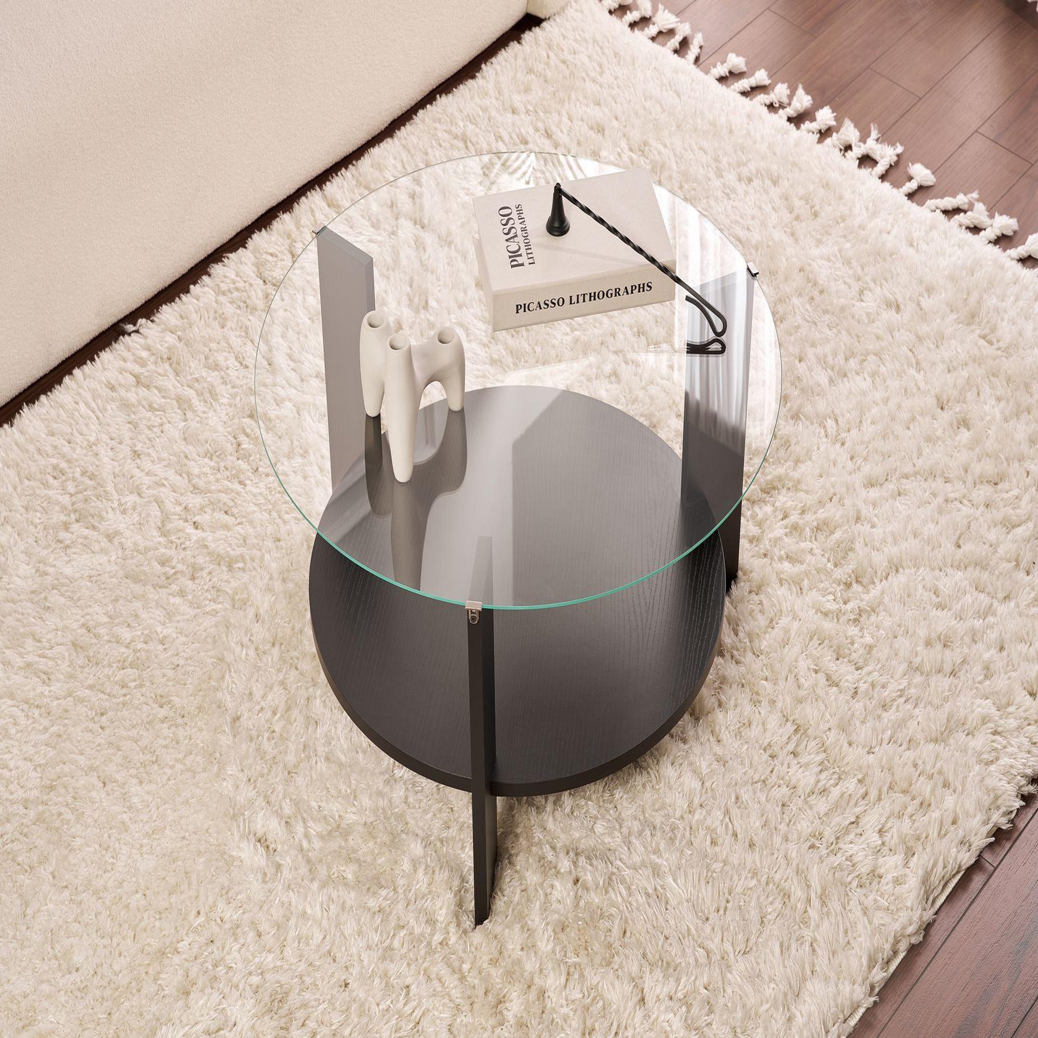 Voir la diapositive 4 : Habitat et Jardin Table basse en bois  clara  - 75 x 75 x 40 cm - bois noirtransparent