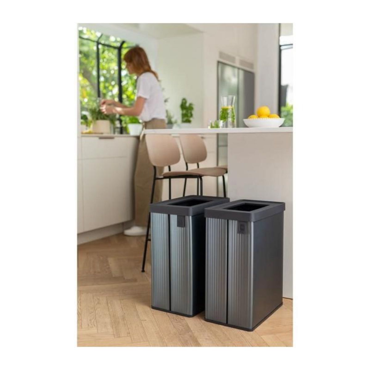 CURVER Poubelle de tri - VERTO - CURVER - 54 L - Gris perle