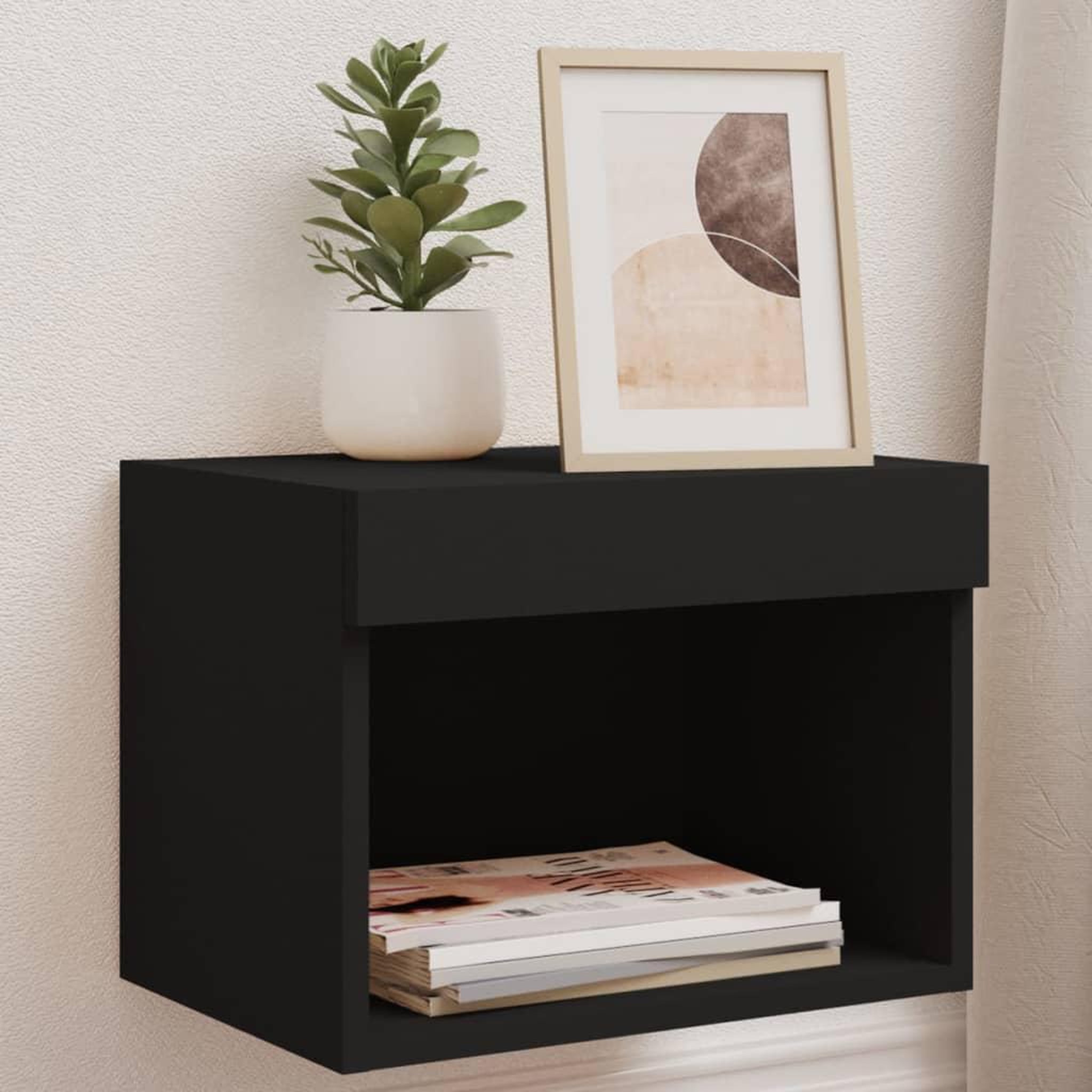 VIDAXL Table de chevet murale avec lumieres LED noir