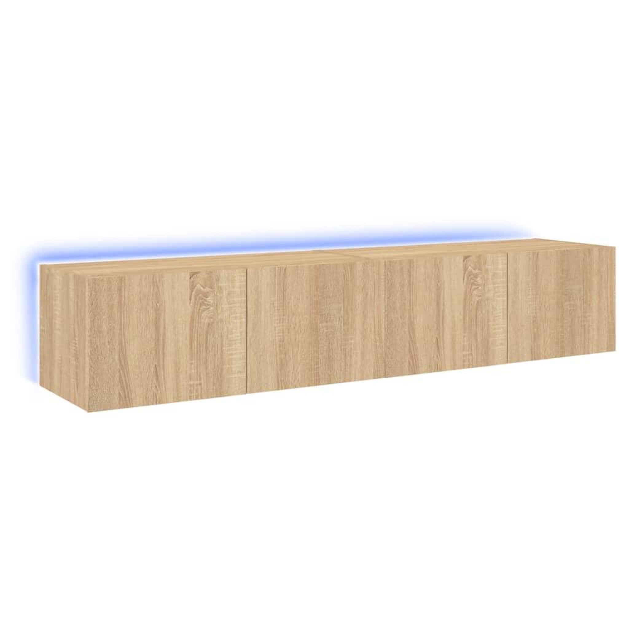 Voir la diapositive 2 : VIDAXL Meubles TV muraux lumieres LED 2 pcs chene sonoma 80x35x31 cm