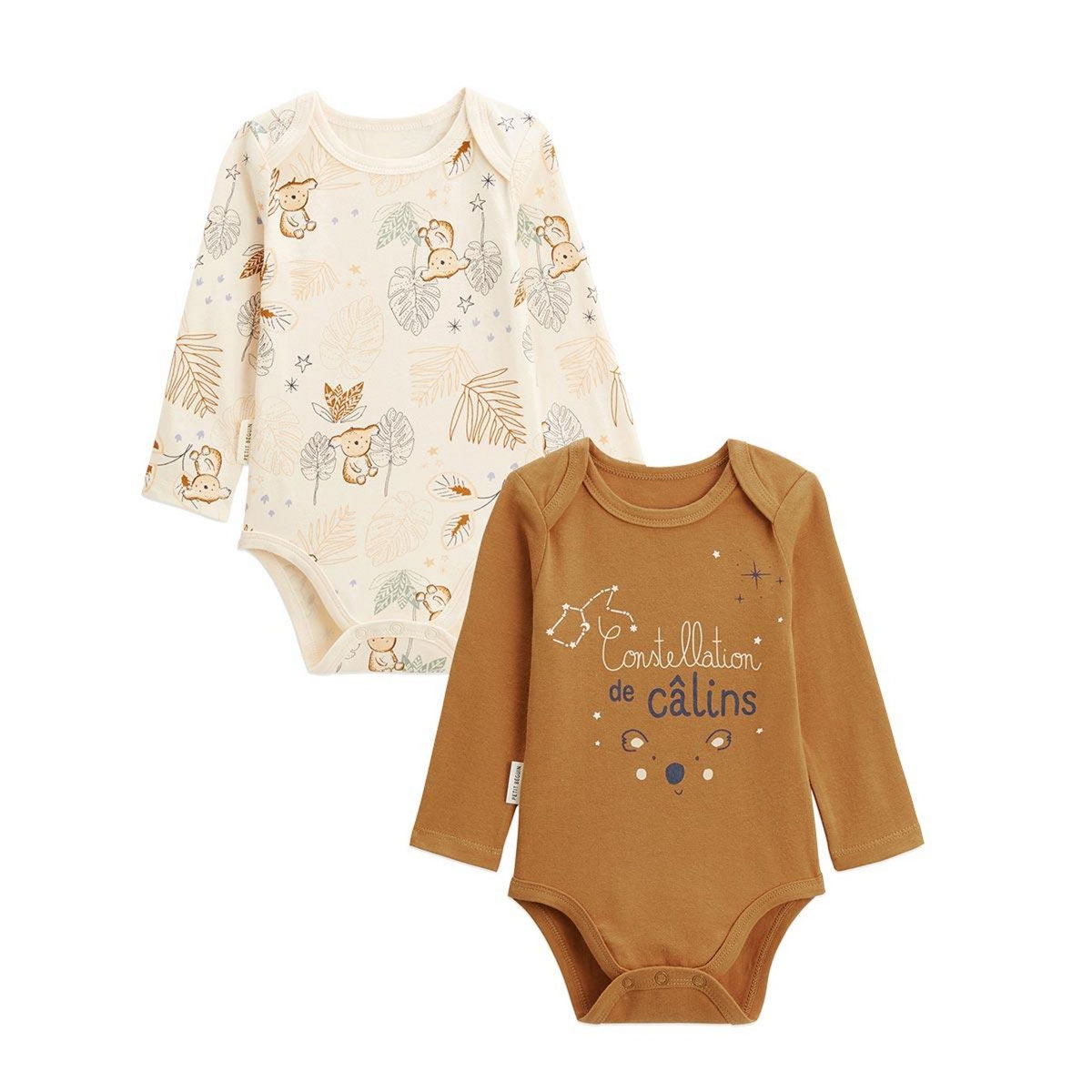 Petit Béguin Lot de 2 bodies bébé manches longues Constellation