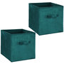 Voir la diapositive 1 : TOILINUX Lot de 2 Boites de rangement design velours Mix n' modul - L. 31 x l. 31 cm - Bleu Canard