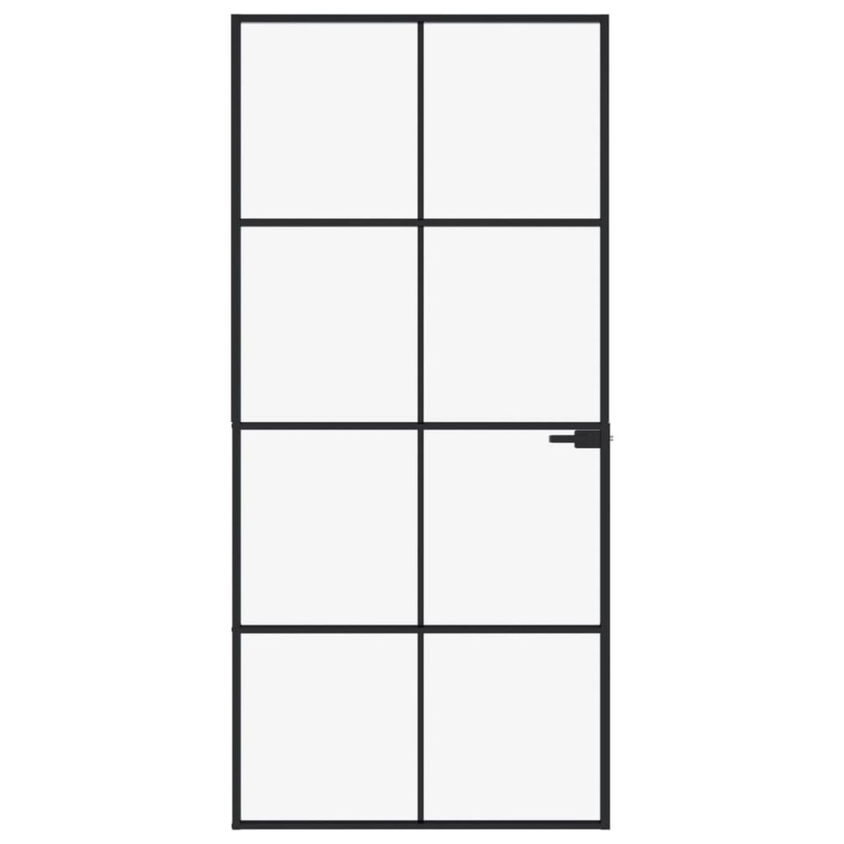 VIDAXL Porte d'interieur Noir 93x201,5 cm Trempe verre aluminium fin