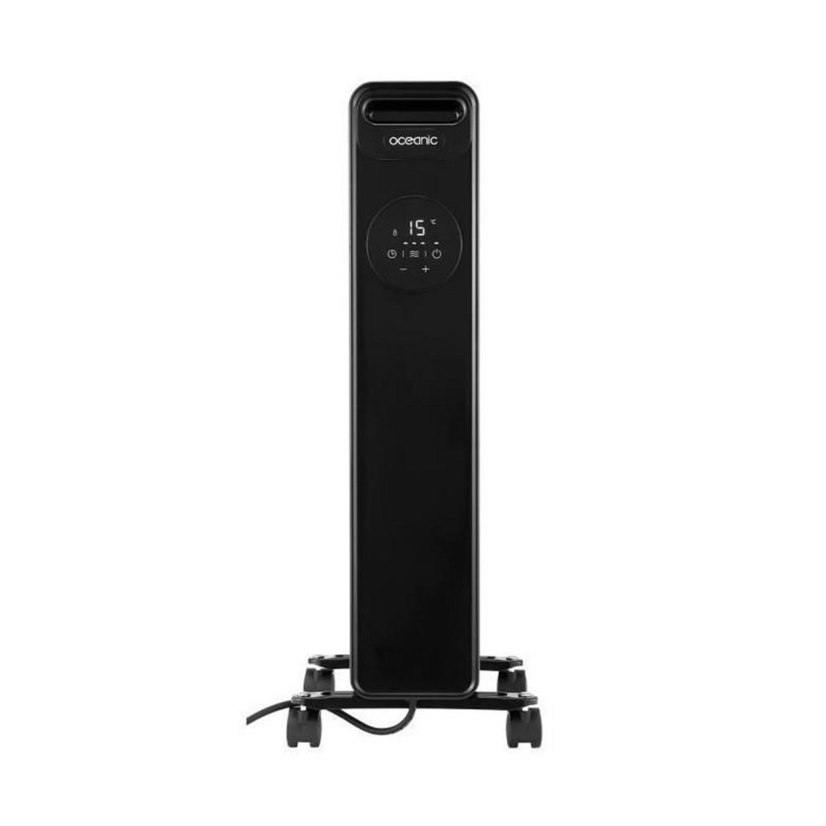 OCEANIC Radiateur electrique bain dhuile 1500W OCEANIC - 3 puissances - Thermostat electronique - Telecommande - Mobile - Noir