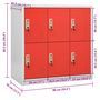Voir la diapositive 6 : VIDAXL Armoire a casiers Gris clair et rouge 90x45x92,5 cm Acier